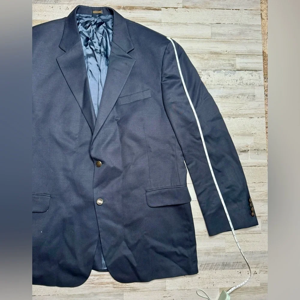 Stafford Executive Navy Blazer Jacket Metal Buttons 100% Wool 48L